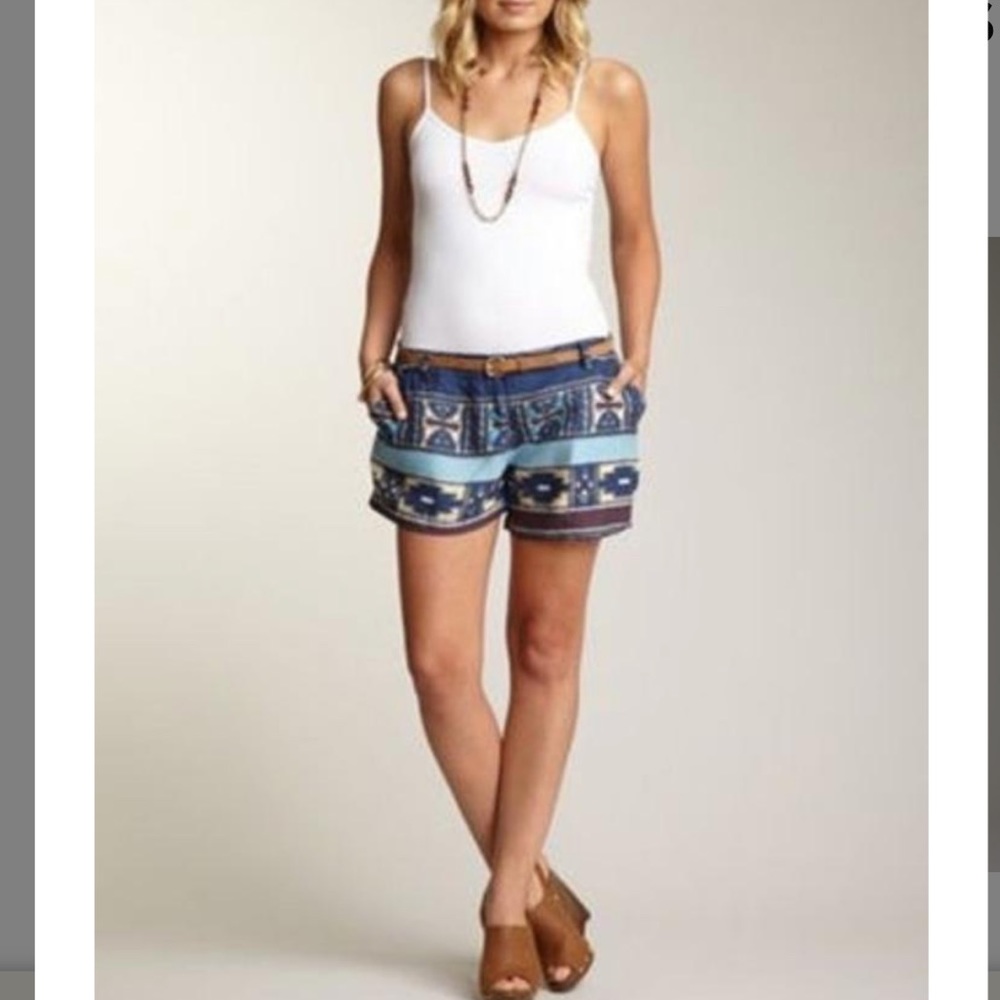 Willow & Clay Blue Brown Aztec Print Shorts Size 4
